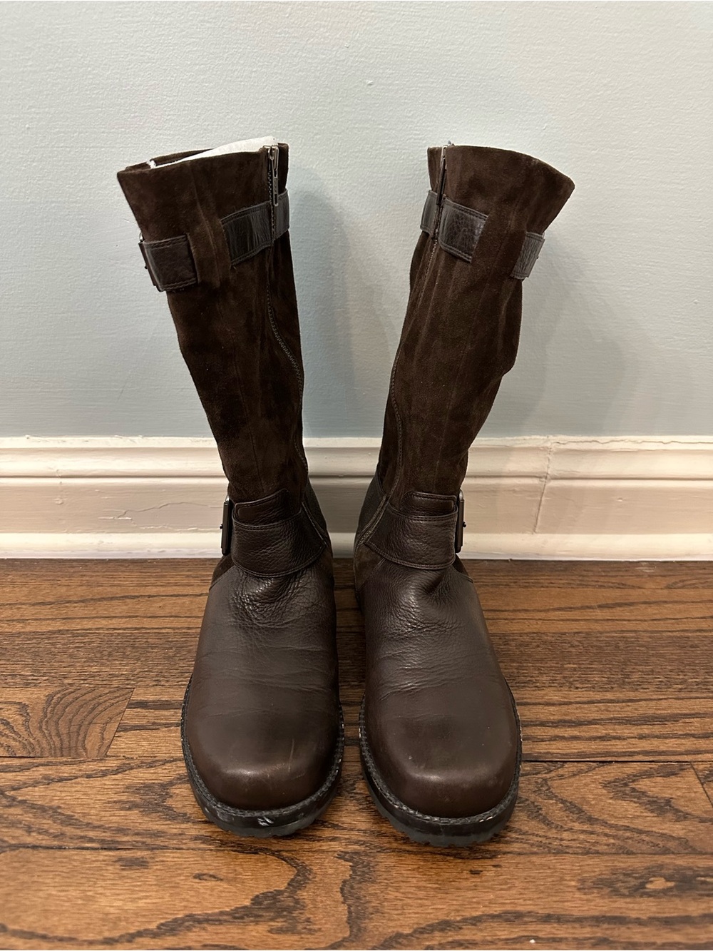 Tall Brown Leather & Suede Boots